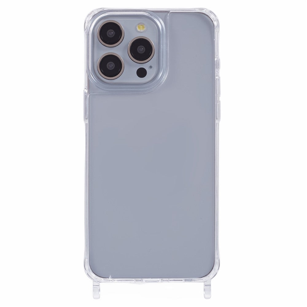 iPhone 13 Pro Max-skal PC+TPU 1,5 mm genomskinligt mobilskal med hål för snodd