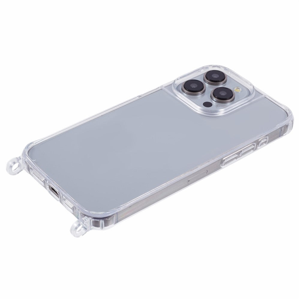 iPhone 13 Pro Max-skal PC+TPU 1,5 mm genomskinligt mobilskal med hål för snodd