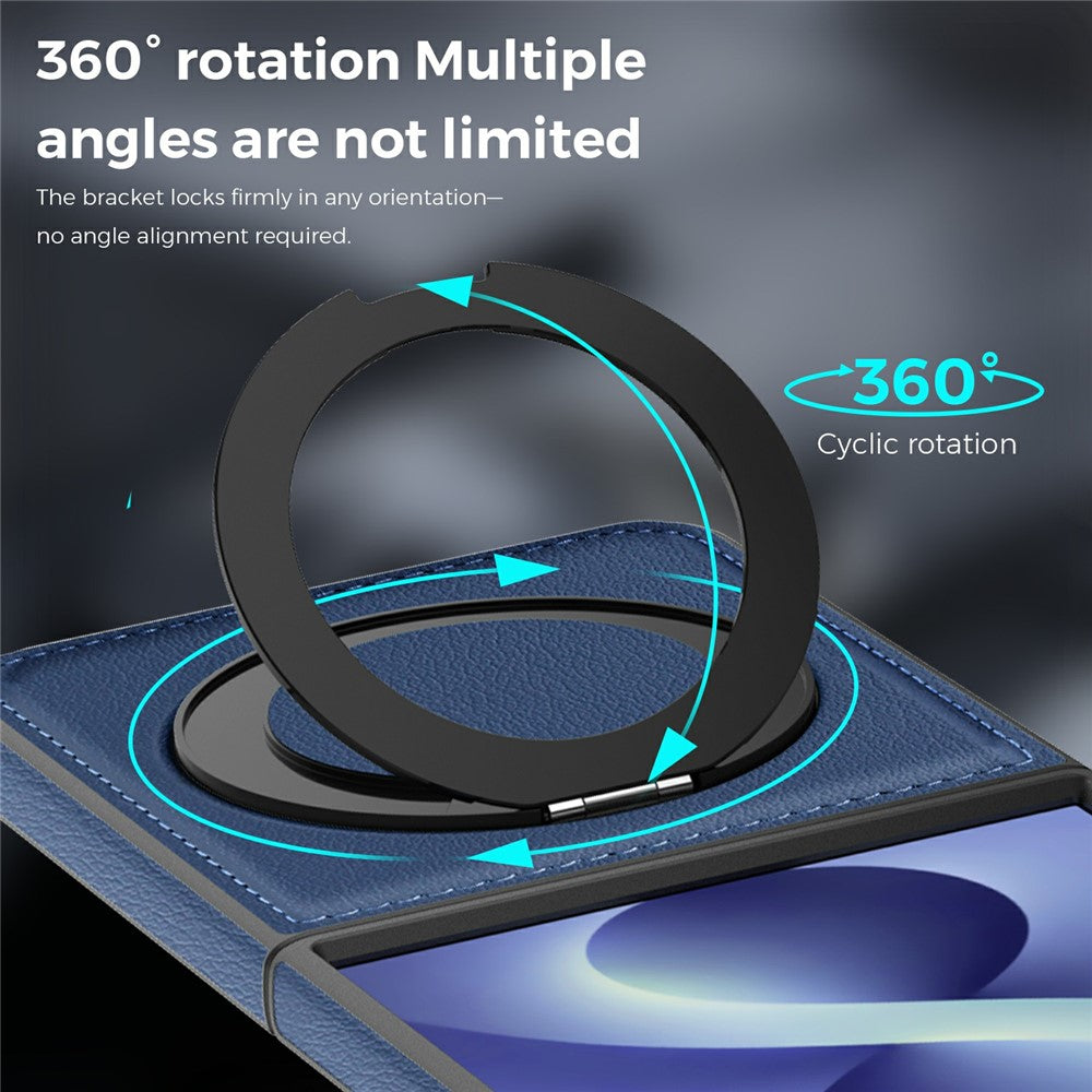 For Samsung Galaxy Z Flip8 Magnetic Case with Ring Kickstand PU Leather Back Cover