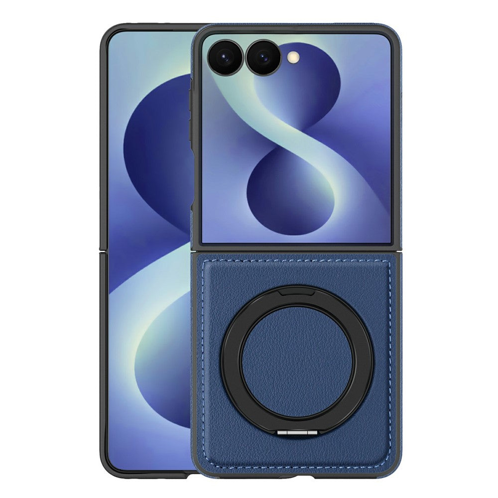 For Samsung Galaxy Z Flip8 Magnetic Case with Ring Kickstand PU Leather Back Cover