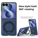 For Samsung Galaxy Z Flip8 Magnetic Case with Ring Kickstand PU Leather Back Cover
