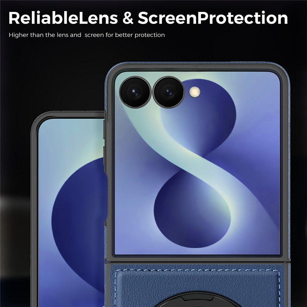 For Samsung Galaxy Z Flip8 Magnetic Case with Ring Kickstand PU Leather Back Cover