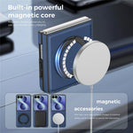 For Samsung Galaxy Z Flip8 Magnetic Case with Ring Kickstand PU Leather Back Cover