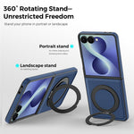 For Samsung Galaxy Z Flip8 Magnetic Case with Ring Kickstand PU Leather Back Cover