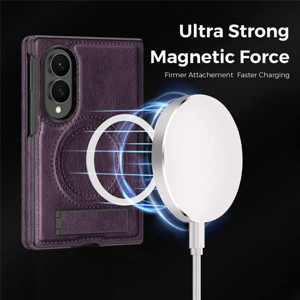 Til Samsung Galaxy Z Fold8 Magnetisk Etui Støtteben PC Silikone Læder Telefon Bagcover