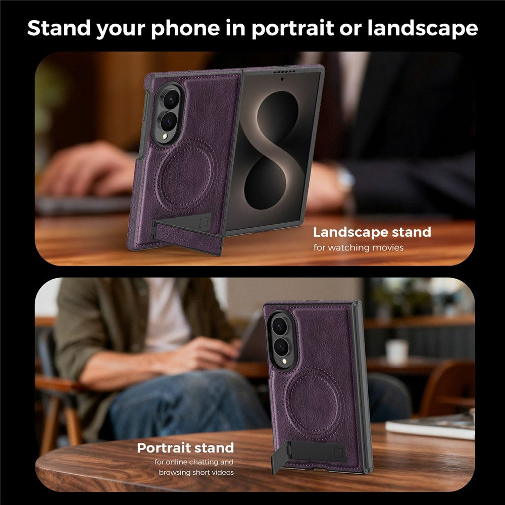 Til Samsung Galaxy Z Fold8 Magnetisk Etui Støtteben PC Silikone Læder Telefon Bagcover
