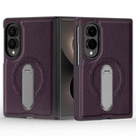 For Samsung Galaxy Z Fold8 Magnetic Case Rotating Kickstand Leather Coated PC Phone Cover