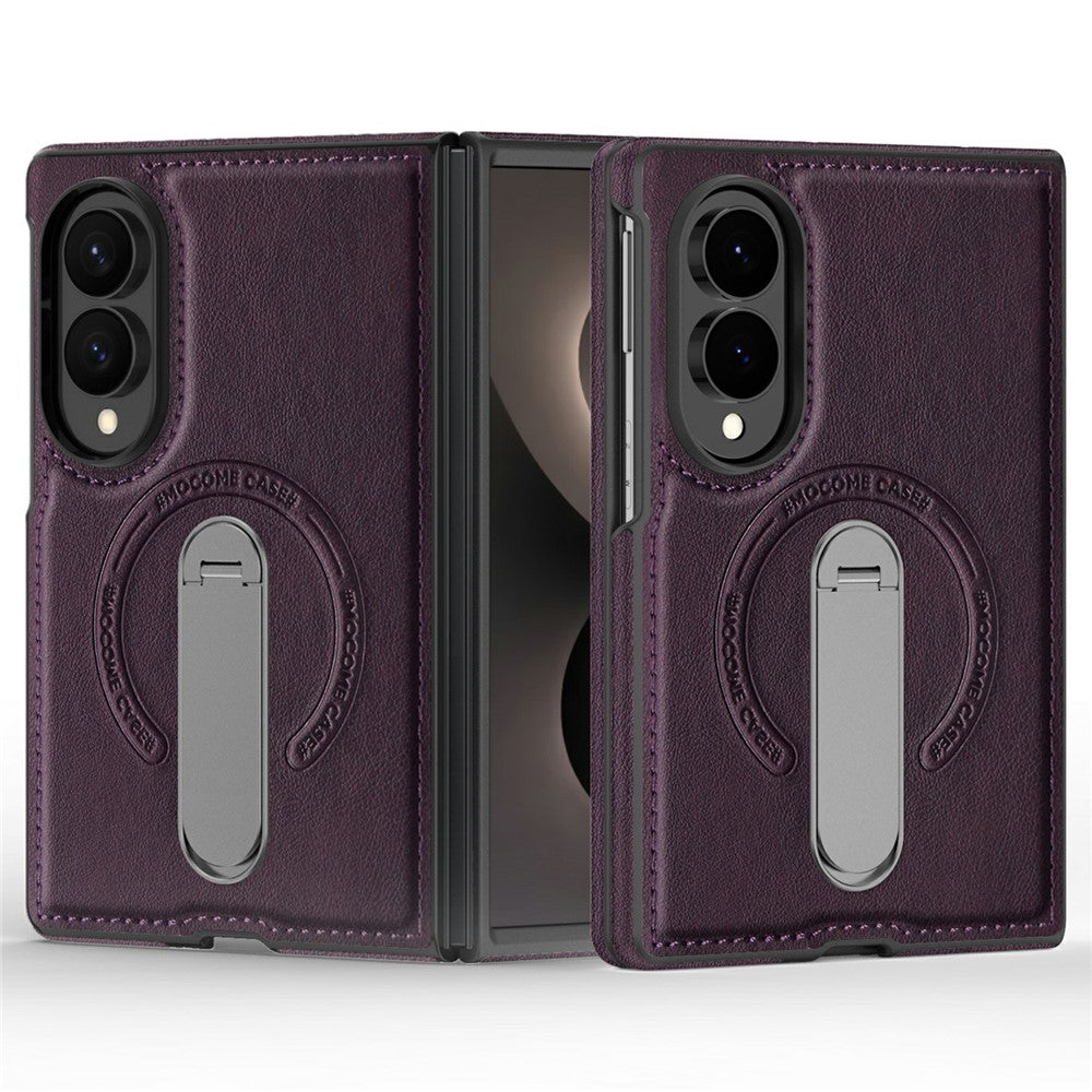 For Samsung Galaxy Z Fold8 Magnetic Case Rotating Kickstand Leather Coated PC Phone Cover