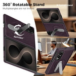 For Samsung Galaxy Z Fold8 Magnetic Case Rotating Kickstand Leather Coated PC Phone Cover