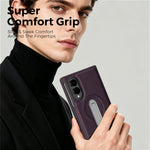 For Samsung Galaxy Z Fold8 Magnetic Case Rotating Kickstand Leather Coated PC Phone Cover