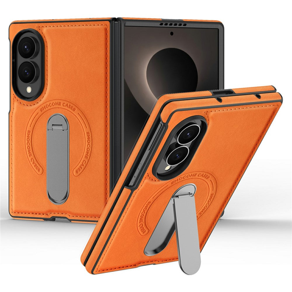 For Samsung Galaxy Z Fold8 Magnetic Case Rotating Kickstand Leather Coated PC Phone Cover
