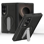 For Samsung Galaxy Z Fold8 Magnetic Case Rotating Kickstand Leather Coated PC Phone Cover