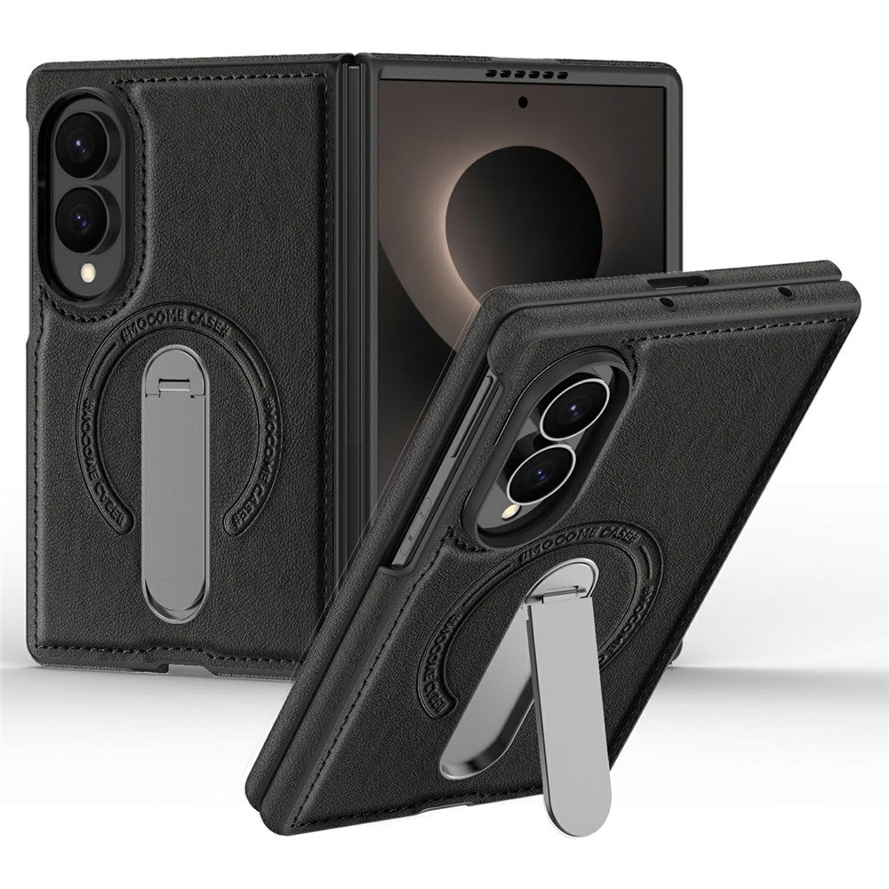 For Samsung Galaxy Z Fold8 Magnetic Case Rotating Kickstand Leather Coated PC Phone Cover