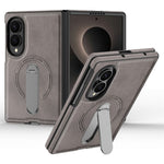 For Samsung Galaxy Z Fold8 Magnetic Case Rotating Kickstand Leather Coated PC Phone Cover