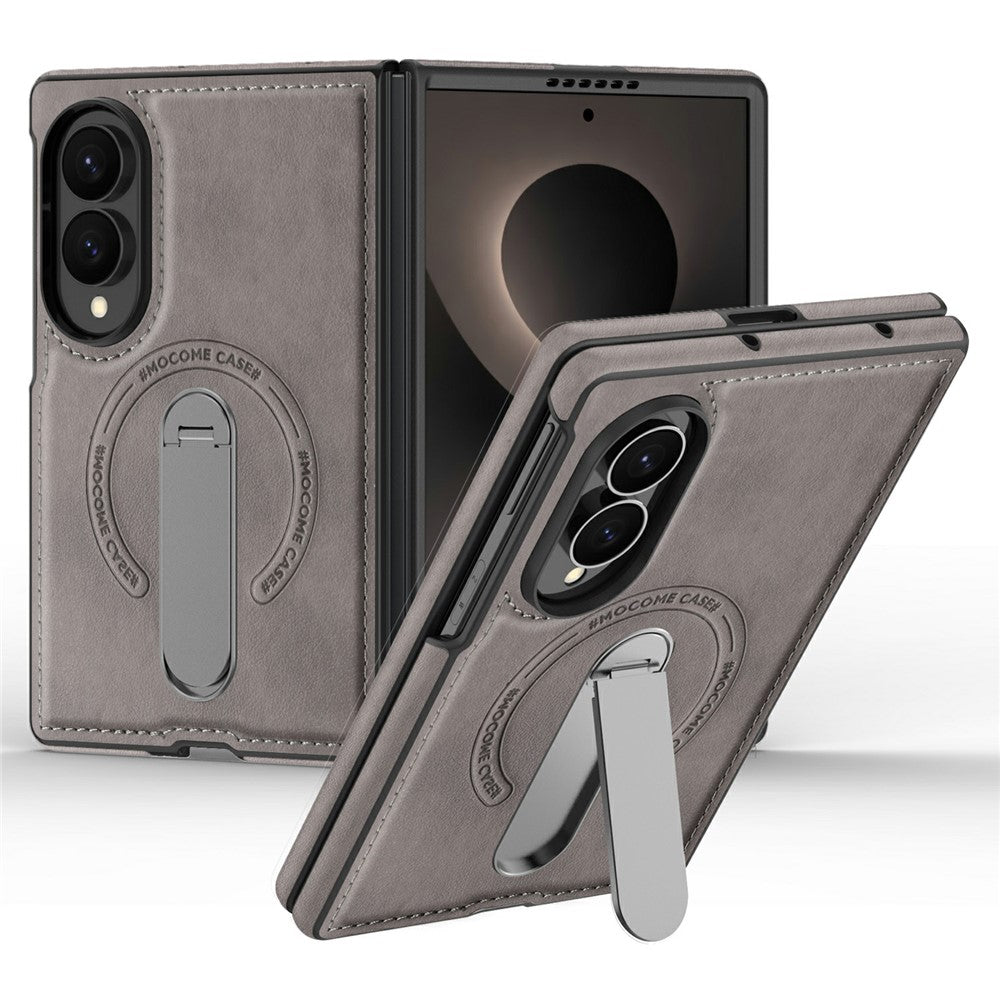 For Samsung Galaxy Z Fold8 Magnetic Case Rotating Kickstand Leather Coated PC Phone Cover