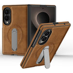 For Samsung Galaxy Z Fold8 Magnetic Case Rotating Kickstand Leather Coated PC Phone Cover