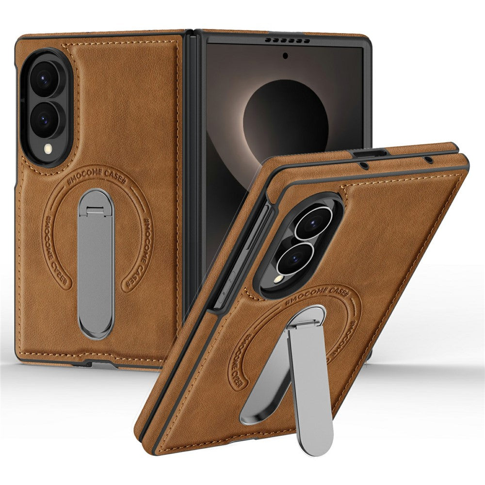 For Samsung Galaxy Z Fold8 Magnetic Case Rotating Kickstand Leather Coated PC Phone Cover