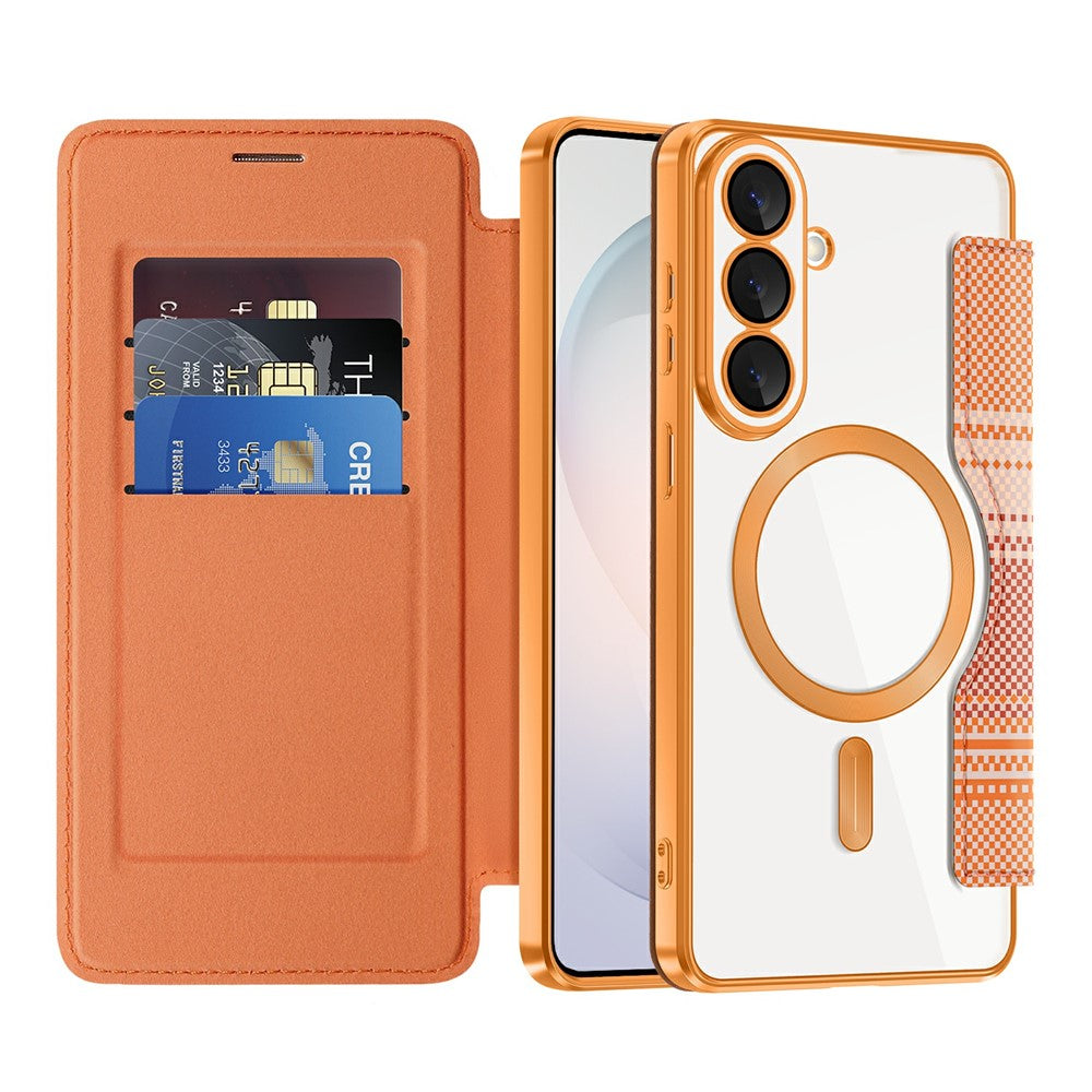 För Samsung Galaxy S26+ Magnetiskt Fodral RFID-blockerande Kortplatser Läderfodral