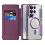 For Samsung Galaxy S26 Ultra Magnetic Case RFID Blocking Card Slots Leather Cover