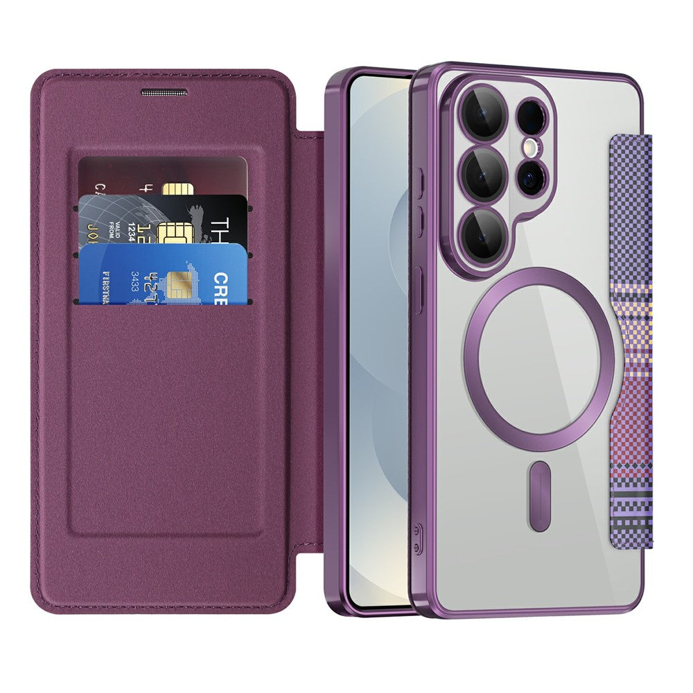 For Samsung Galaxy S26 Ultra Magnetic Case RFID Blocking Card Slots Leather Cover