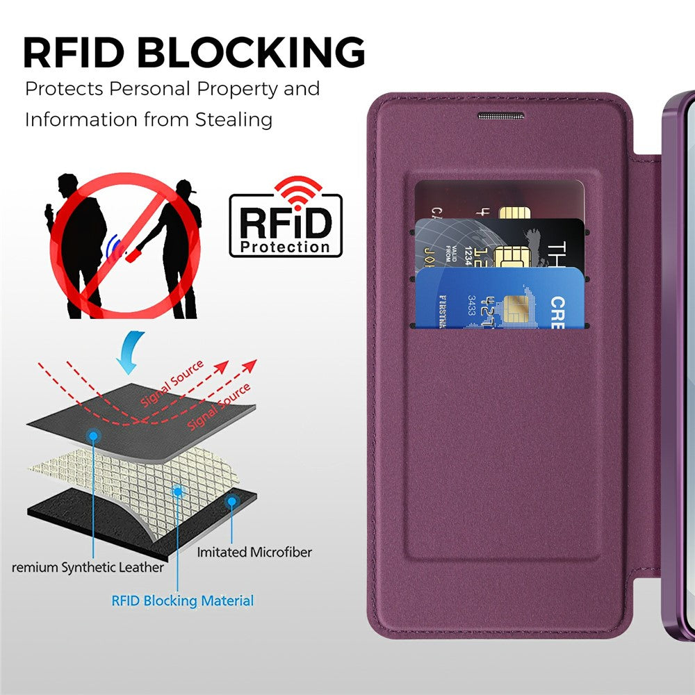 For Samsung Galaxy S26 Ultra Magnetic Case RFID Blocking Card Slots Leather Cover
