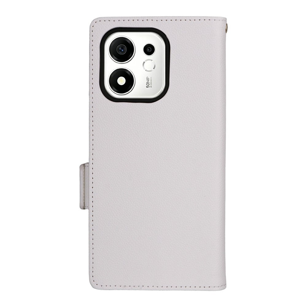 For Honor 600 Smart 5G / X7e Plus 5G Case Litchi Texture Wallet Leather Phone Cover with Wrist Strap