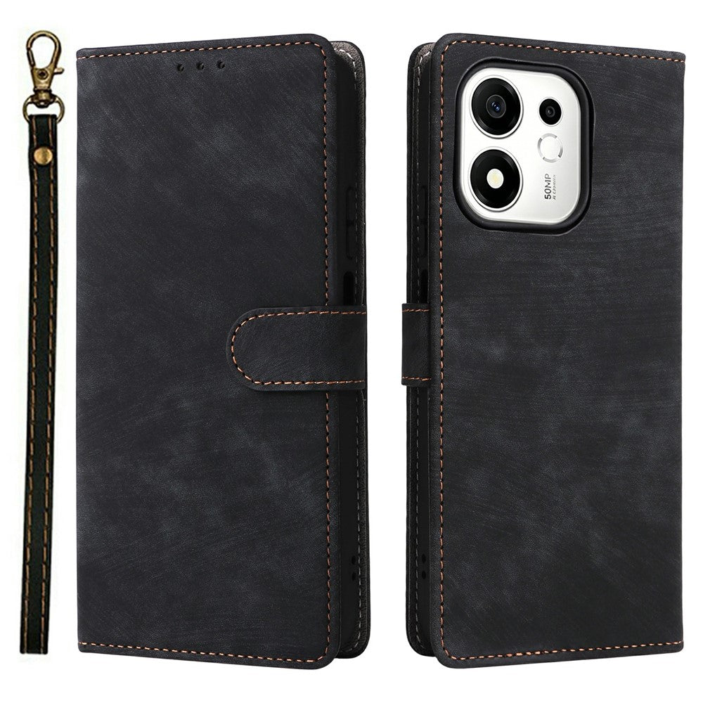 For Honor 600 Smart 5G / X7e Plus 5G Wallet Case RFID Blocking PU Leather Phone Cover Stand with Strap