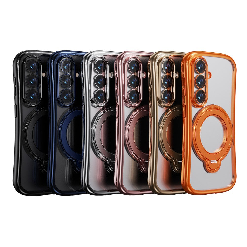 For Samsung Galaxy S26+ Case Rotating Magnetic Kickstand Shockproof TPU Electroplating Phone Cover