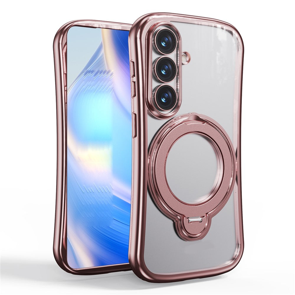For Samsung Galaxy S26+ Case Rotating Magnetic Kickstand Shockproof TPU Electroplating Phone Cover