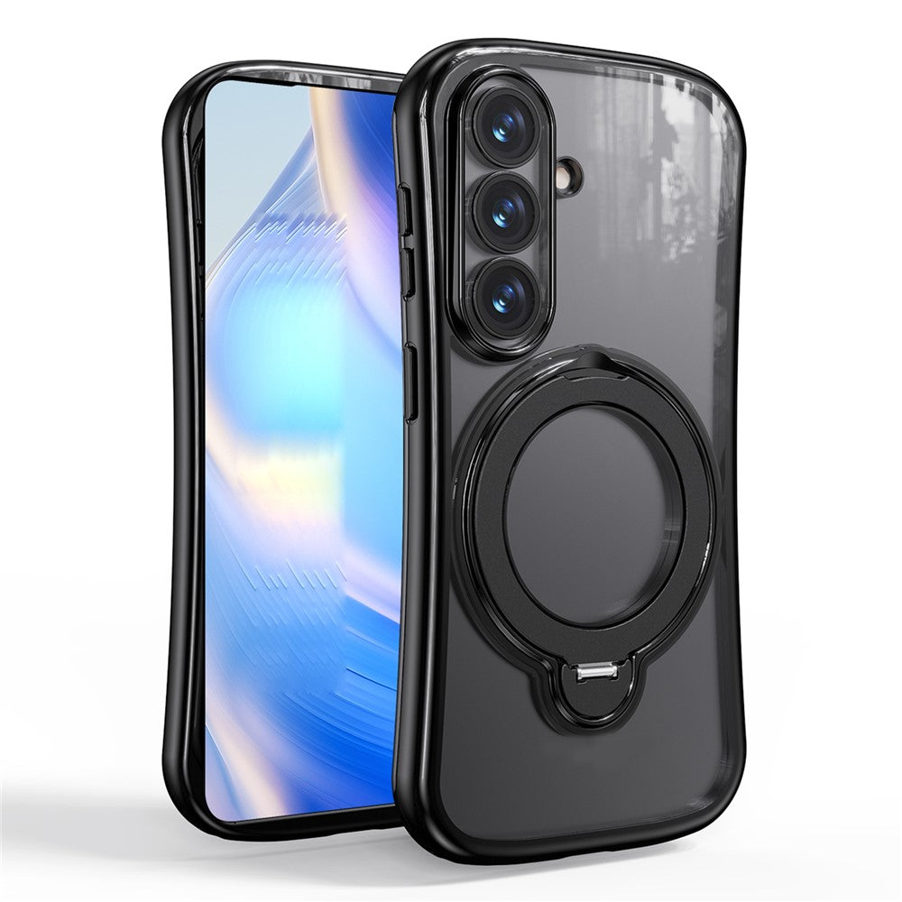 For Samsung Galaxy S26+ Case Rotating Magnetic Kickstand Shockproof TPU Electroplating Phone Cover