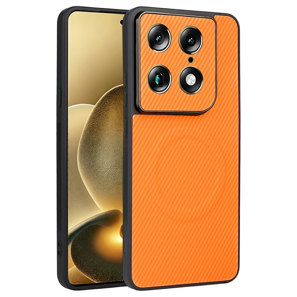 Motorola Signature 5G / Moto X70 Air Pro 5G-etui med kulfiberstruktur, læderbelagt TPU- og PC-mobilcover med metalring til magnetisk bilholder