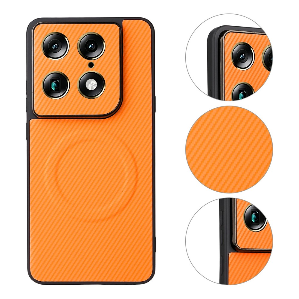Motorola Signature 5G / Moto X70 Air Pro 5G-etui med kulfiberstruktur, læderbelagt TPU- og PC-mobilcover med metalring til magnetisk bilholder