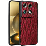 Motorola Signature 5G / Moto X70 Air Pro 5G-etui med kulfiberstruktur, læderbelagt TPU- og PC-mobilcover med metalring til magnetisk bilholder
