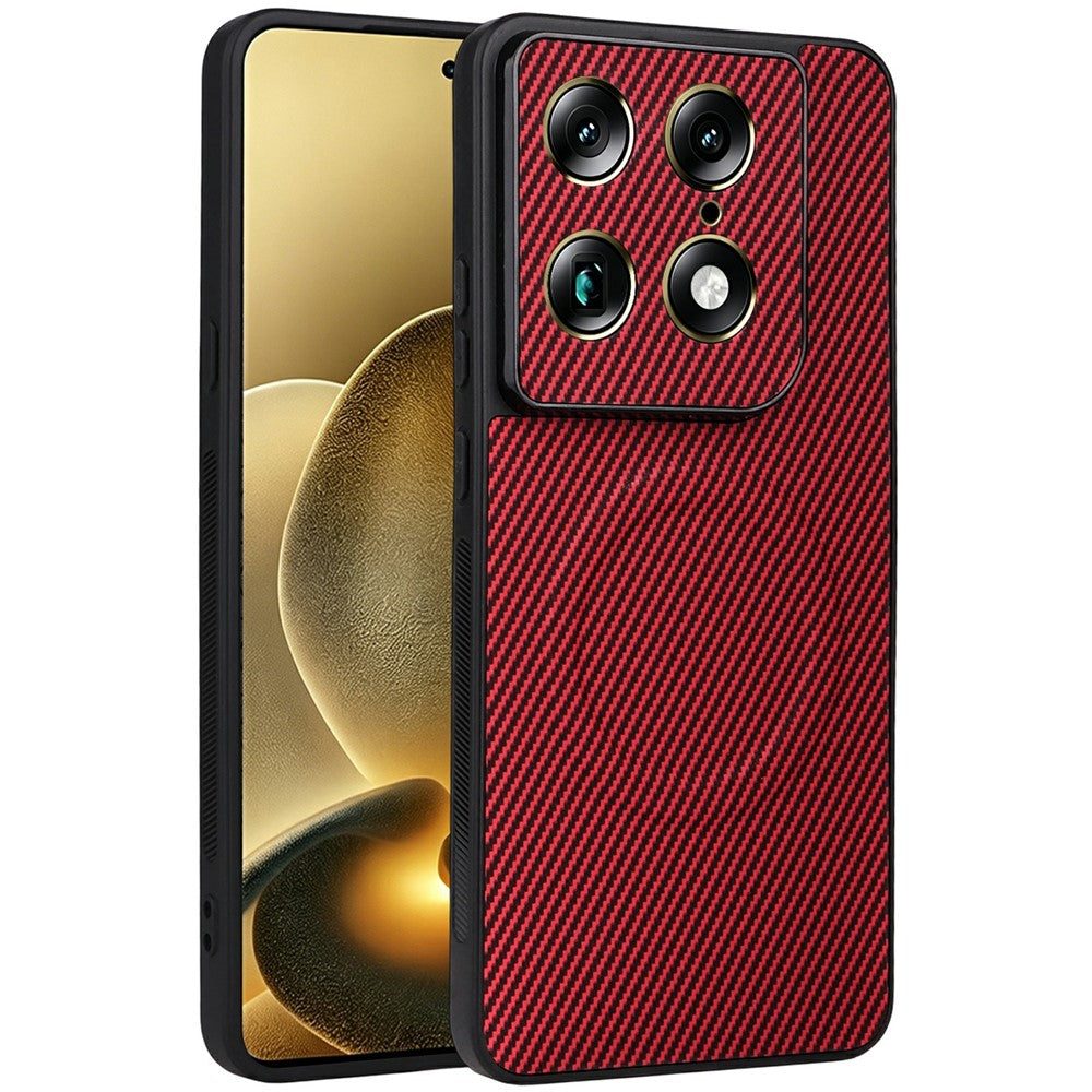 Motorola Signature 5G / Moto X70 Air Pro 5G-etui med kulfiberstruktur, læderbelagt TPU- og PC-mobilcover med metalring til magnetisk bilholder