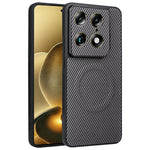Motorola Signature 5G / Moto X70 Air Pro 5G-etui med kulfiberstruktur, læderbelagt TPU- og PC-mobilcover med metalring til magnetisk bilholder