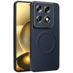 Motorola Signature 5G / Moto X70 Air Pro 5G-etui med kulfiberstruktur, læderbelagt TPU- og PC-mobilcover med metalring til magnetisk bilholder