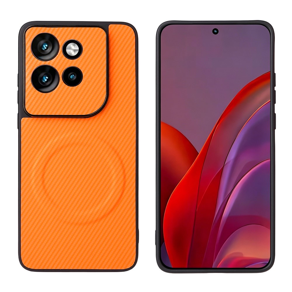 Motorola Edge 50 Neo 5G / Edge 60 Neo 5G / Moto S50 5G / ThinkPhone 25 5G-skal, kolfiberstruktur, läderbelagt TPU PC-mobilskal med metallring för magnetiskt bilfäste