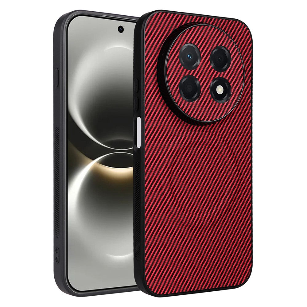Huawei nova 15 Max / Enjoy 90 Pro Max-skal, kolfiberstruktur, läderbelagt TPU PC-mobilskal med metallring för magnetiskt bilfäste
