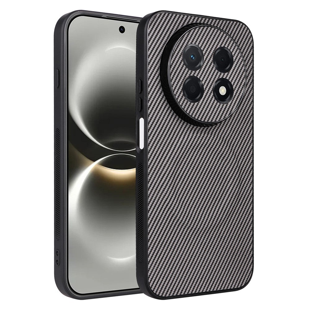 Huawei nova 15 Max / Enjoy 90 Pro Max-skal, kolfiberstruktur, läderbelagt TPU PC-mobilskal med metallring för magnetiskt bilfäste