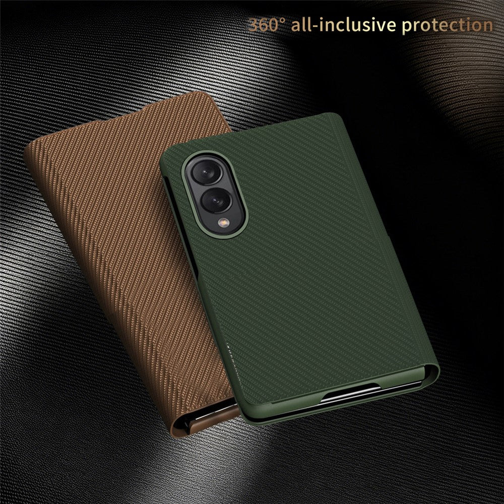 Til Samsung Galaxy Z Fold8 cover Aramidfibertekstur Læder + PC Støtteben Telefoncover