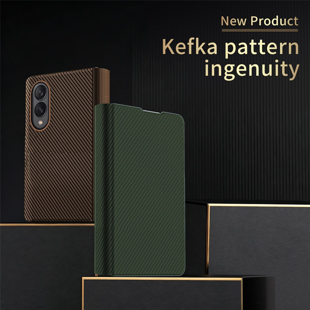 Til Samsung Galaxy Z Fold8 cover Aramidfibertekstur Læder + PC Støtteben Telefoncover