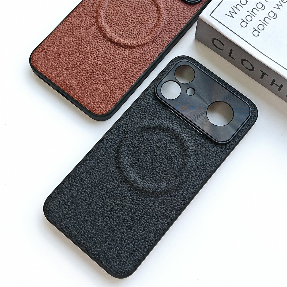 For Xiaomi Redmi K90 Max 5G Magnetic Case Litchi Texture PU Leather Coated PC + TPU Protective Phone Cover
