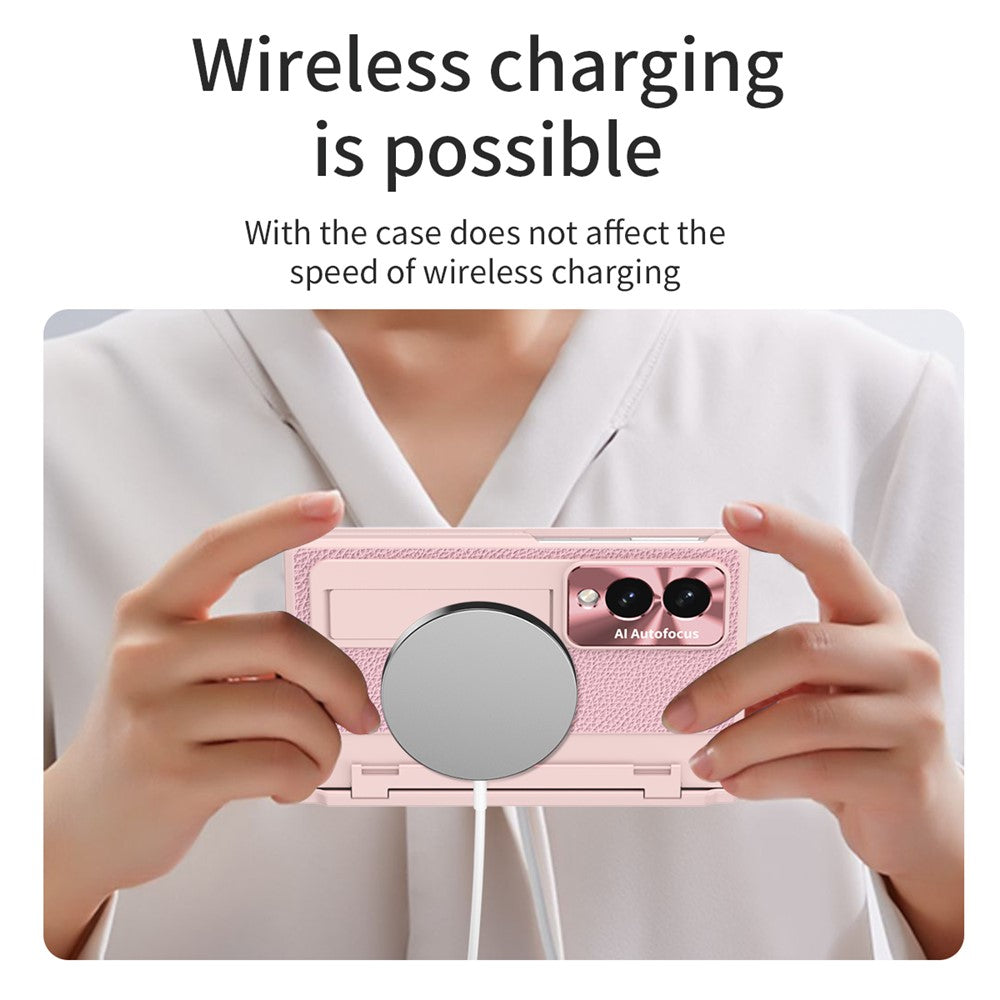 Til Samsung Galaxy Z Fold8 cover Kickstand læder + PC telefoncover med hærdet glasfilm / stylus