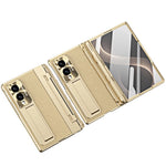 Til Samsung Galaxy Z Fold8 cover Kickstand læder + PC telefoncover med hærdet glasfilm / stylus