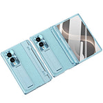 Til Samsung Galaxy Z Fold8 cover Kickstand læder + PC telefoncover med hærdet glasfilm / stylus