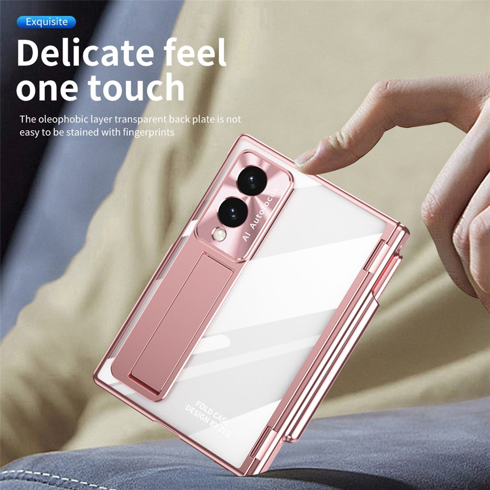 For Samsung Galaxy Z Fold8 Case Hinge Kickstand Clear PC Phone Cover with Stylus / Tempered Glass Film