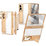 For Samsung Galaxy Z Fold8 Case Hinge Kickstand Clear PC Phone Cover with Stylus / Tempered Glass Film