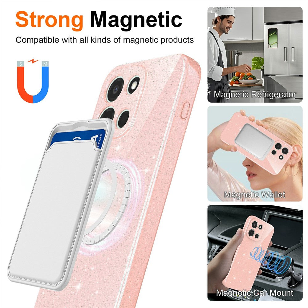For OnePlus Nord 6 5G / Turbo 6 5G magnetisk cover, glitter TPU stødsikkert telefoncover med snor