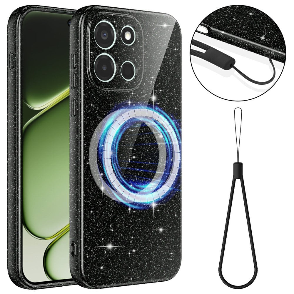 For OnePlus Nord 6 5G / Turbo 6 5G magnetisk cover, glitter TPU stødsikkert telefoncover med snor