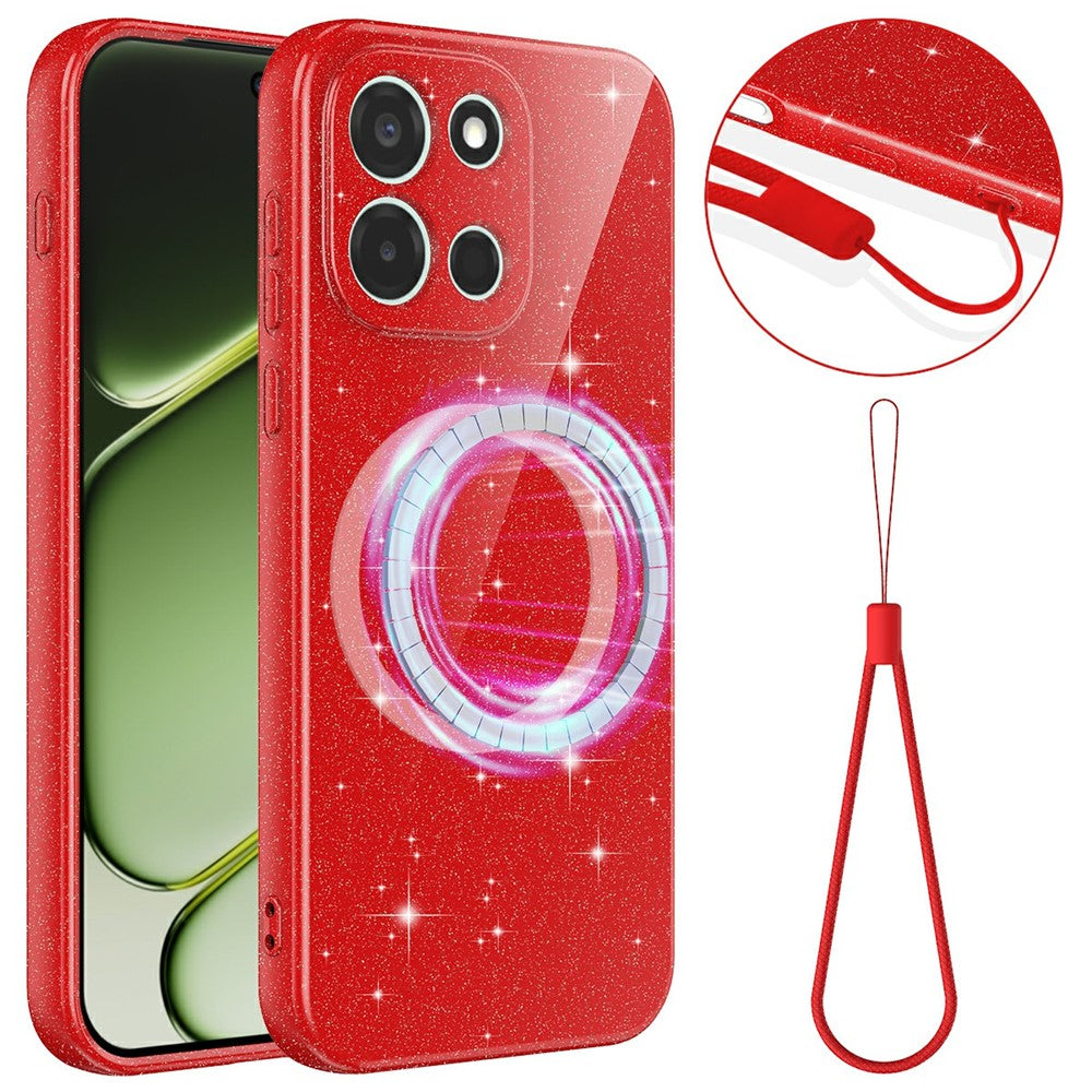 For OnePlus Nord 6 5G / Turbo 6 5G magnetisk cover, glitter TPU stødsikkert telefoncover med snor